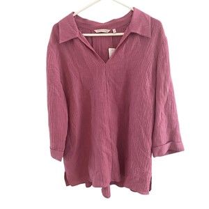 Soft Surroundings Purple Rose Ananda Top Tunic Pullover Pink Size Medium Women's